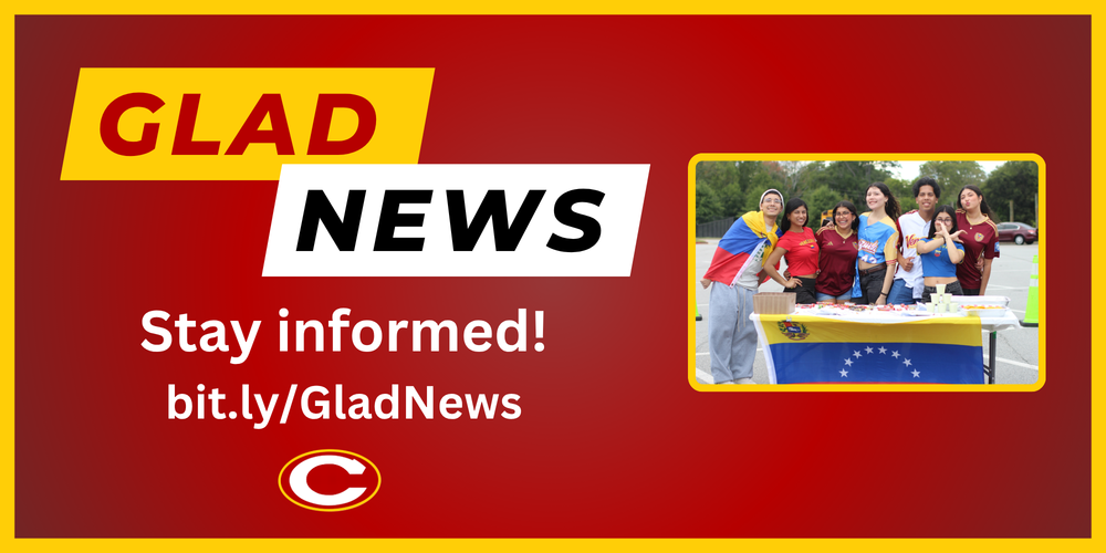 Glad News title and link with picture of students at the Hispanic Heritage Festival