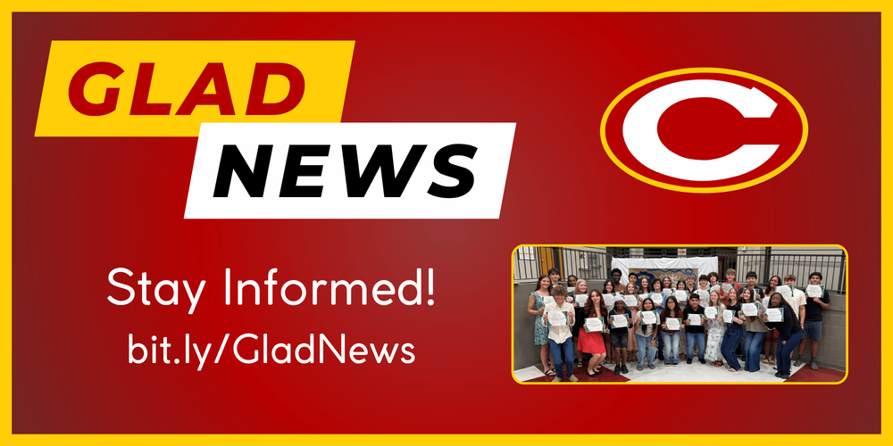 Glad News title and link (bit.ly/GladNews) along with a picture of students in FFA holding award certificates at last week's FFA Awards Banquet.