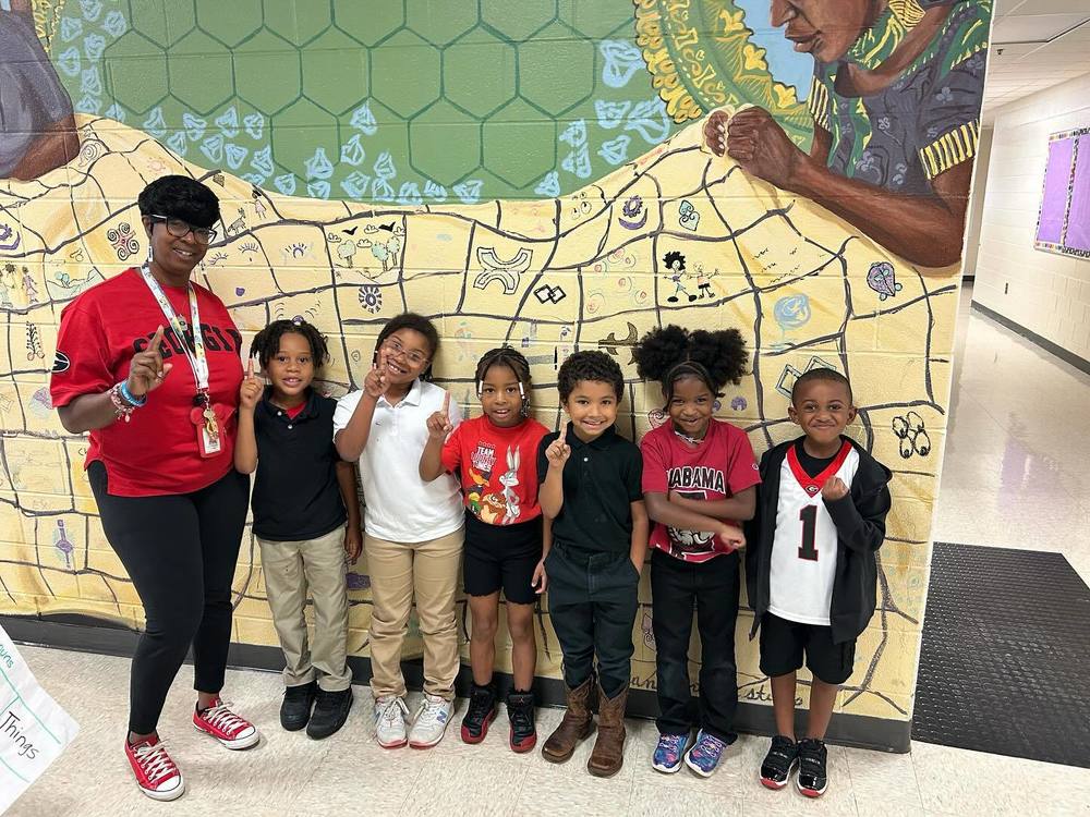 Teacher and students