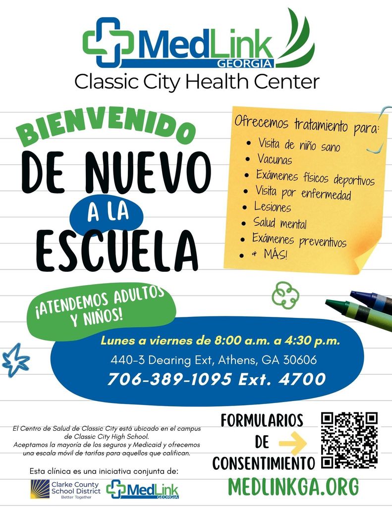 Classic City Health Center Flyer in Spanish Translation. 