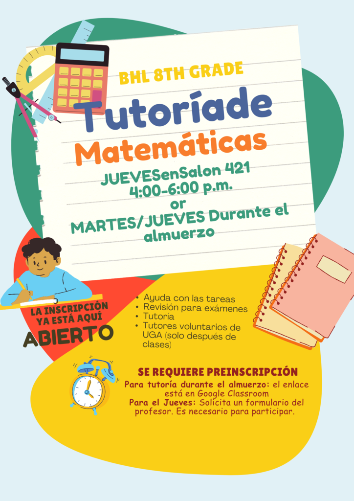 8th grade math tutoring to begin next week 