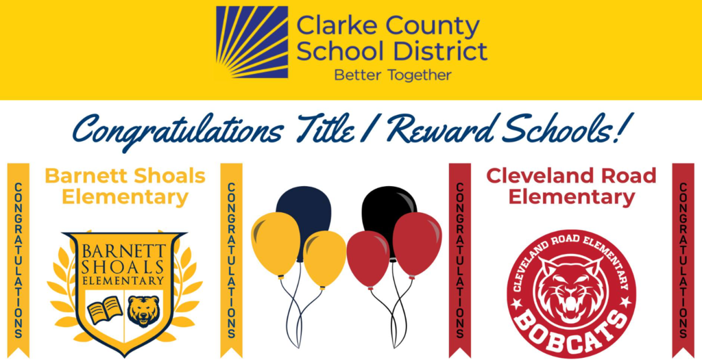 CCSD graphic congratulating Barnett Shoals and Cleveland Road