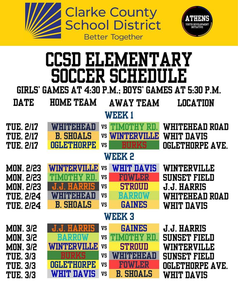 Soccer season schedule graphic