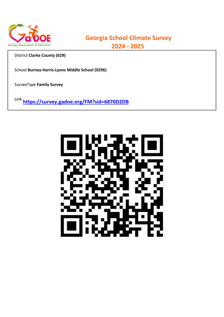 QR Code to link to parent survey.