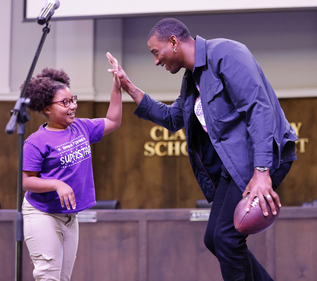 Malcolm Mitchell and student