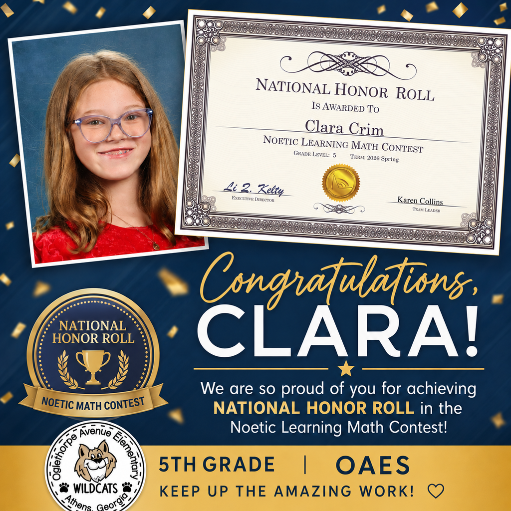 Clara Crim OAES Narional Noetic Math Honor Roll 