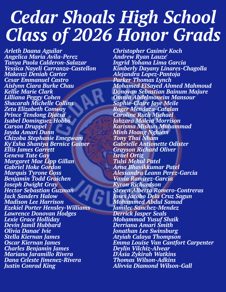 Cedar Shoals honor graduate graphic