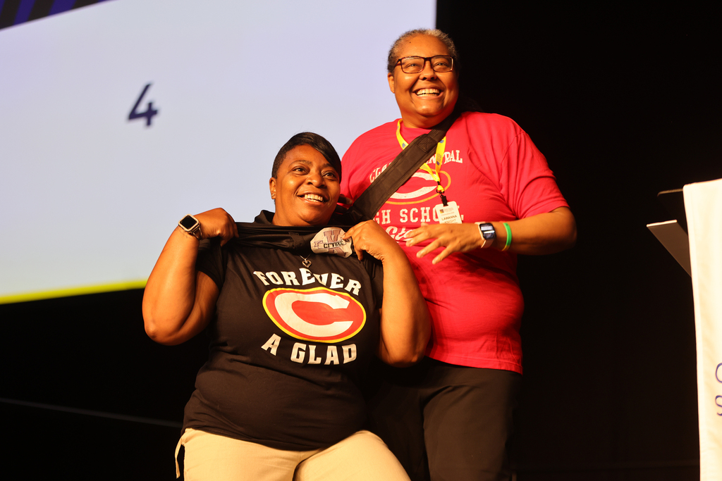 Clarke Central staff members showing school spirit