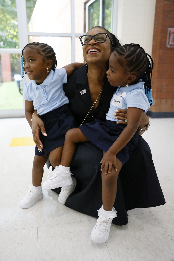Superintendent with students