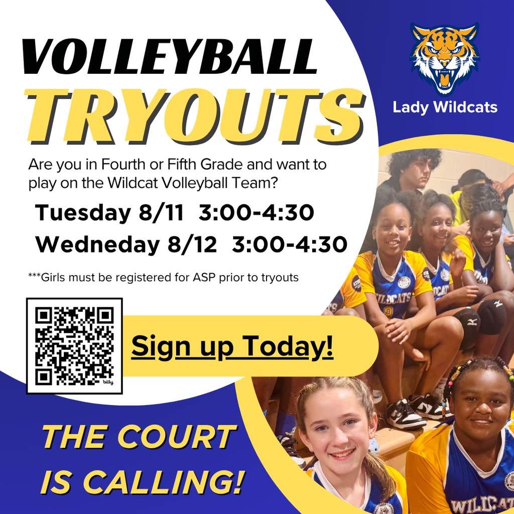 SIGN UP HERE: https://forms.gle/gHTtgf1a7fhaaUB8A  Tryouts: Tuesday, August 11 & Wednesday, August 12 Time: 3:00–4:30 PM  Students must be registered for ASP prior to tryouts.