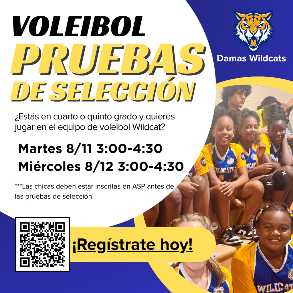 INSCRÍBETE AQUÍ: https://forms.gle/gHTtgf1a7fhaaUB8A  Pruebas: Martes 11 de agosto y miércoles 12 de agosto Horario: 3:00–4:30 PM  Los estudiantes deben estar inscritos en ASP antes de las pruebas.
