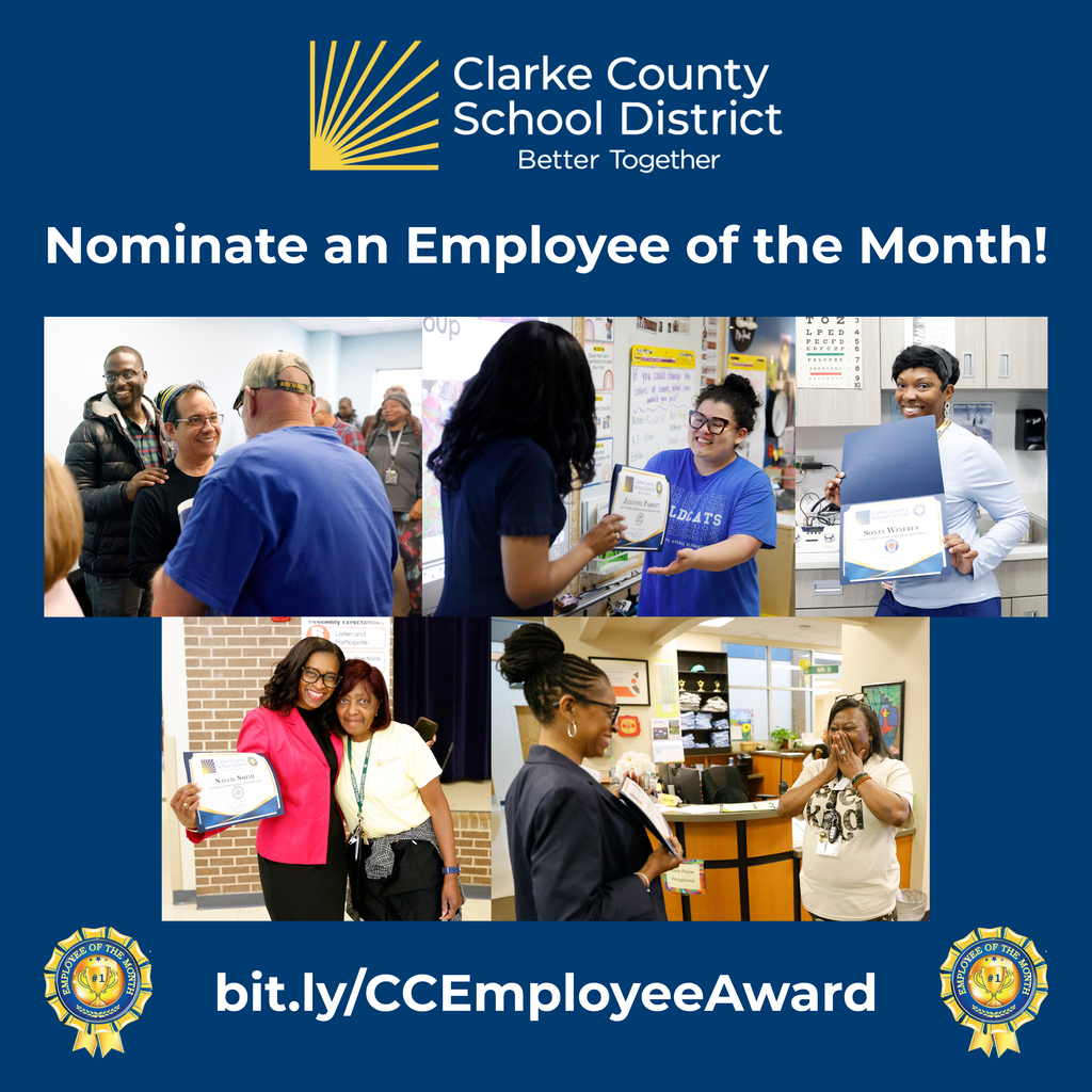 Employee of the Month nominations graphic with link to nomination form - bit.ly/CCEmployeeAward