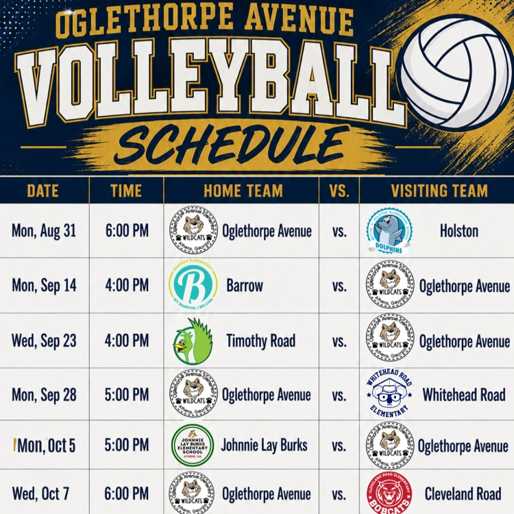 volleyball schedule, information shared in text