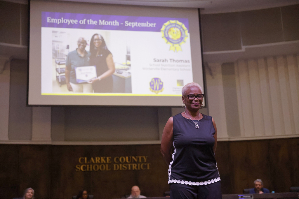 Employee of the Month being recognized at BOE meeting