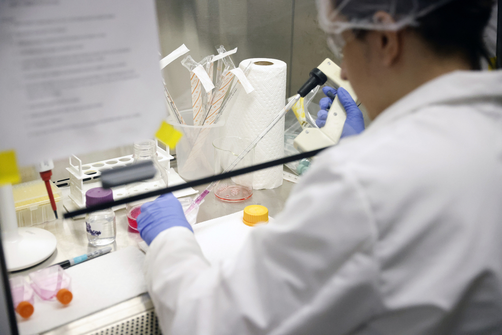Advanced biomanufacturing student working in lab