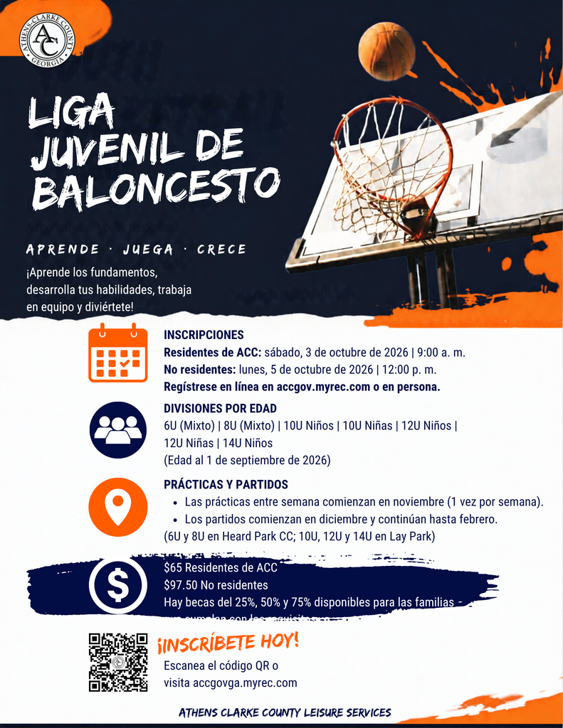 Youth basketball flyer Spanish