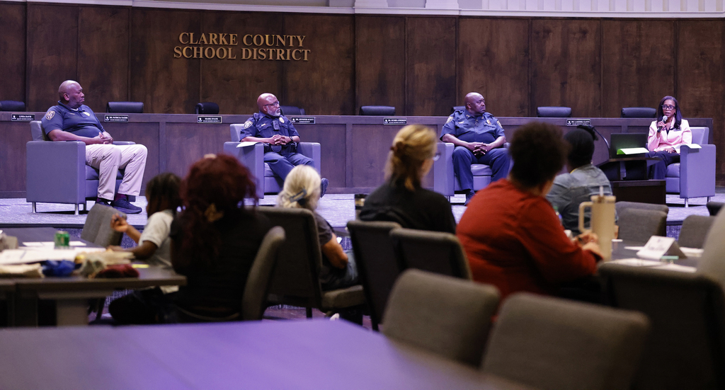 Superintendent leading discussion with CCSD Police leadership