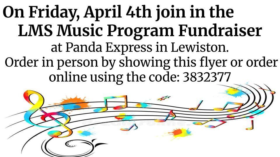 LMS music program fundraiser at Panda Express on April 4th