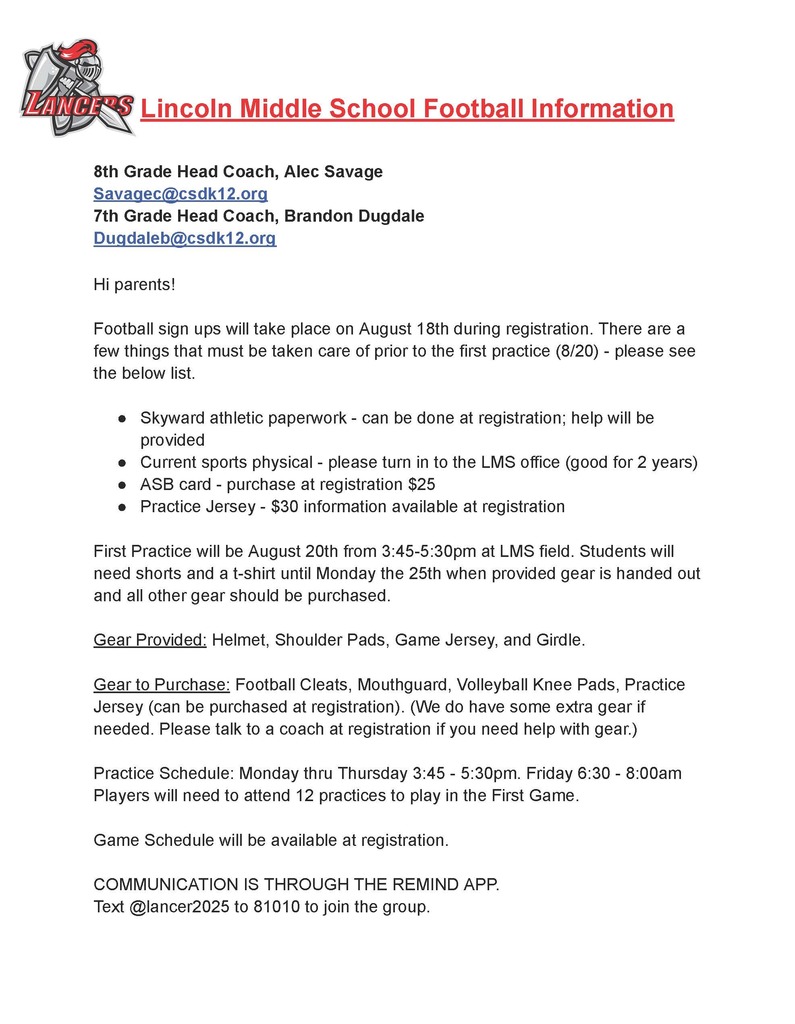 LMS Football Information
