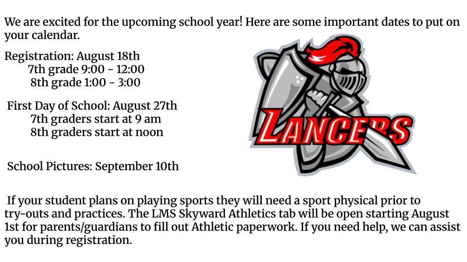 LMS registration and start of school info