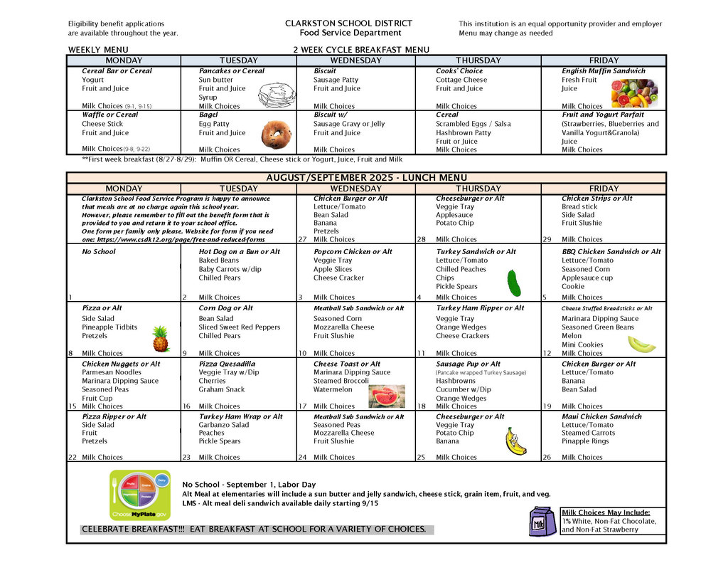 August September 2025 Menu