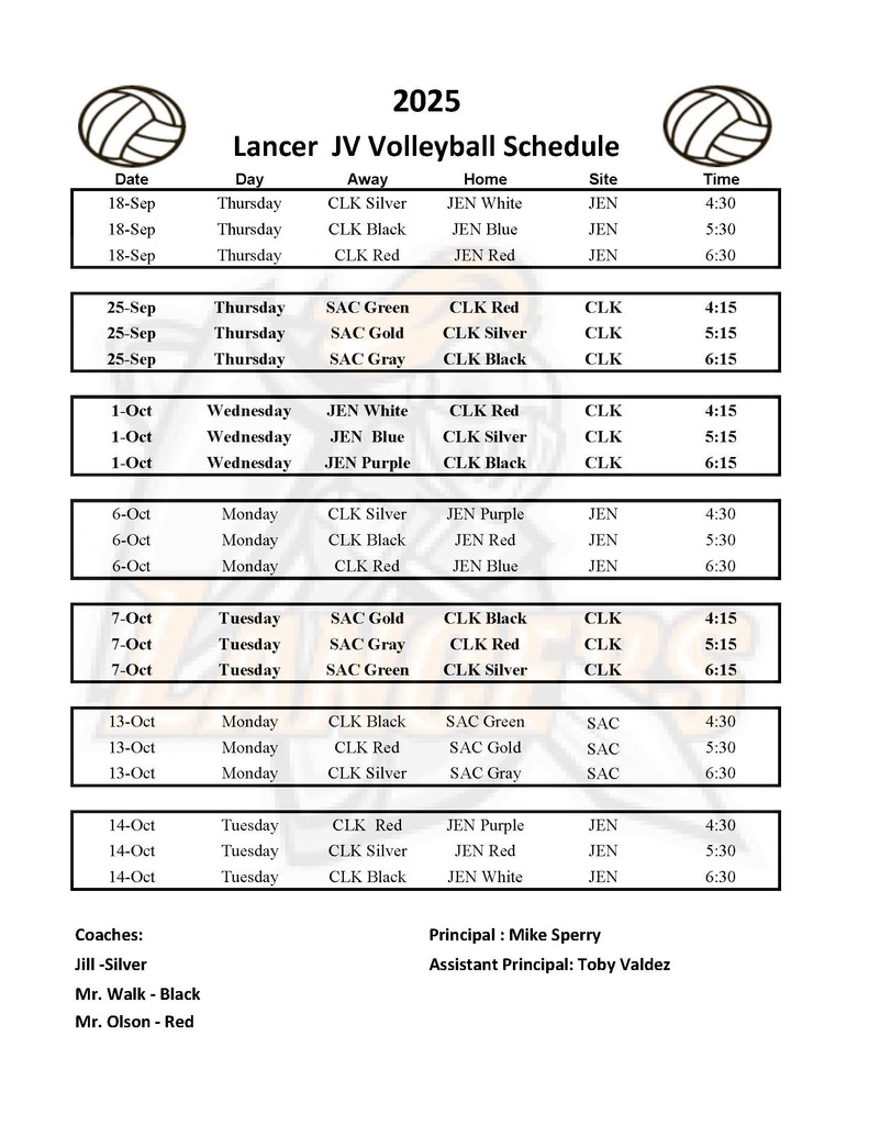 LMS JV Volleyball Schedule