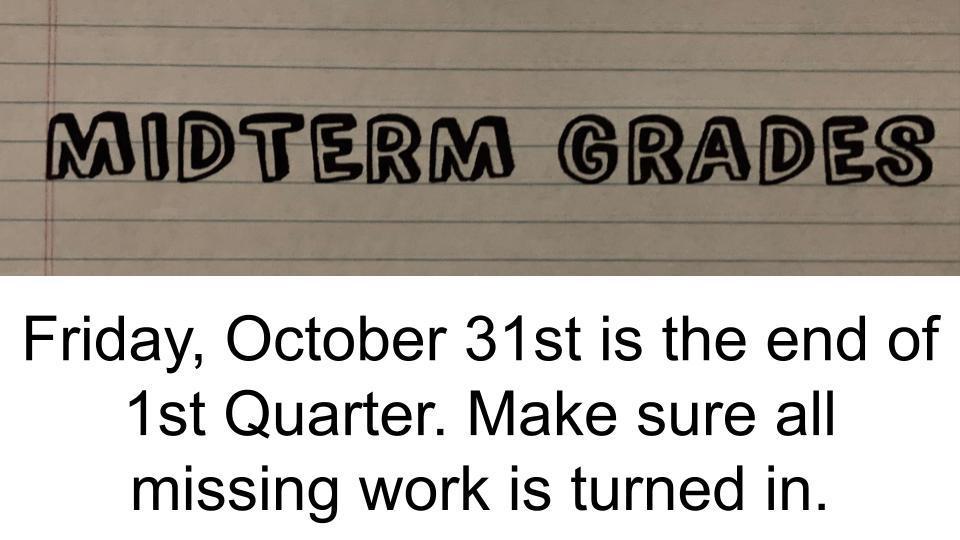 1st quarter ends on Friday, October 31st