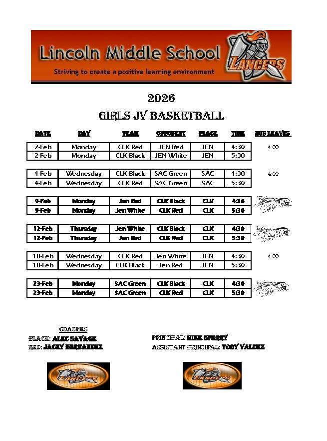LMS Girls JV Basketball Schedule