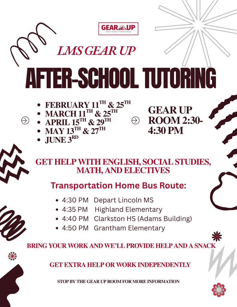 2nd semester GEAR UP WIN Wednesday schedule.  