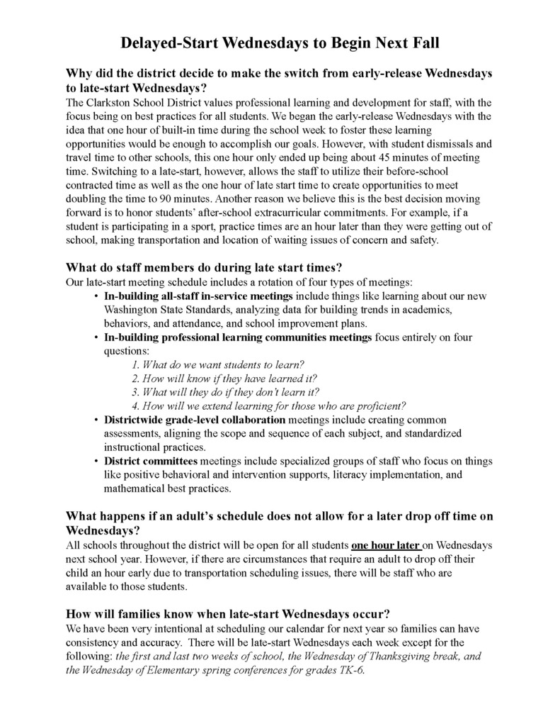 Understanding Delayed Start Wednesdays