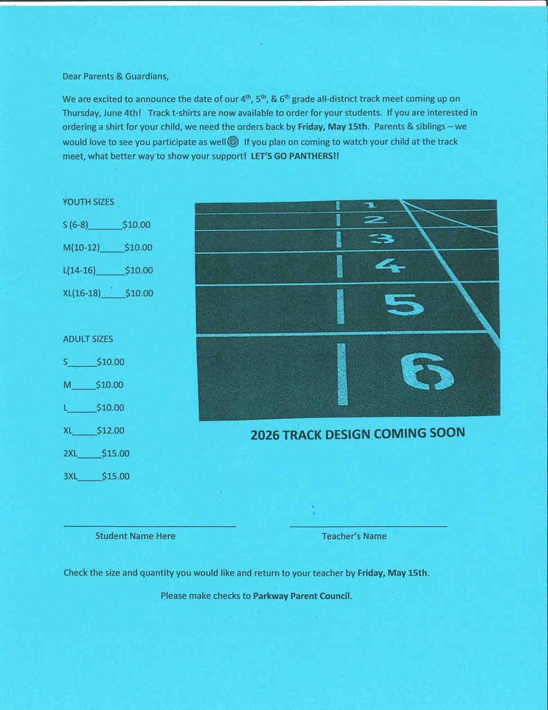 Track T-shirt order form