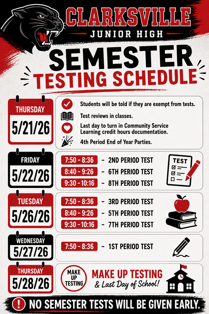 SP 26 Testing Schedule