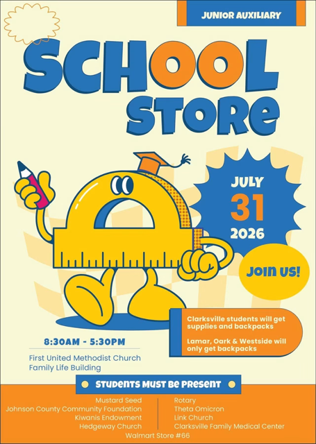 Reminder: Junior Auxiliary School Store July 31st!