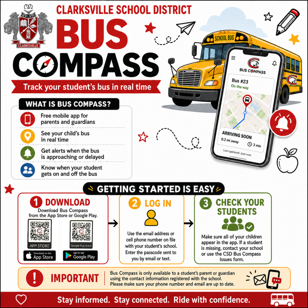 Info on how to download and use the Bus Compass App