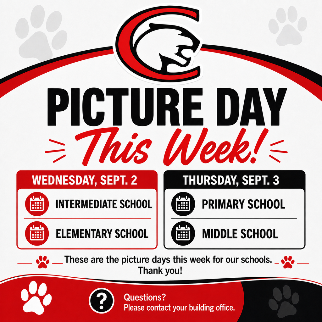 Picture Days for Primary, Elementary, Intermediate and Middle schools