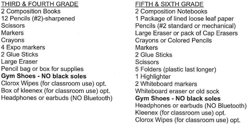 supply list
