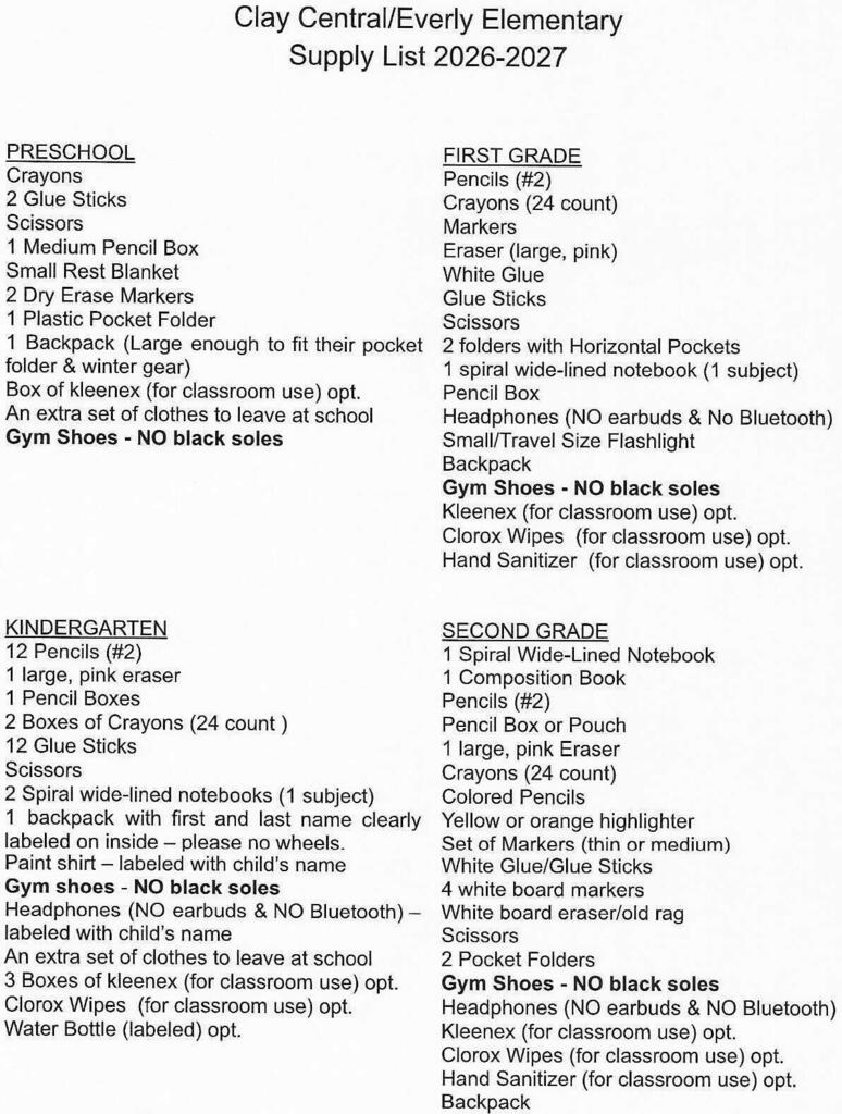 supply list