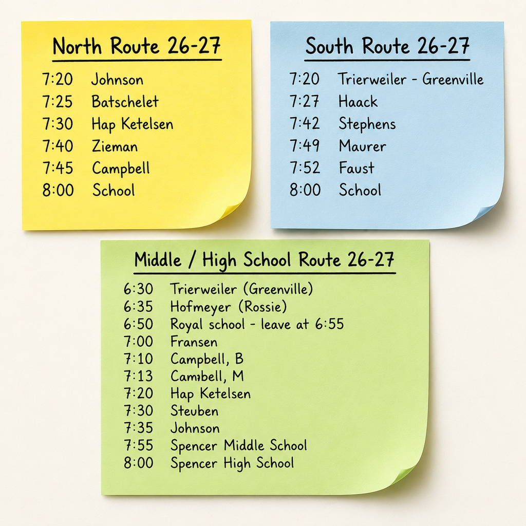 26 - 27 Bus Route Schedule