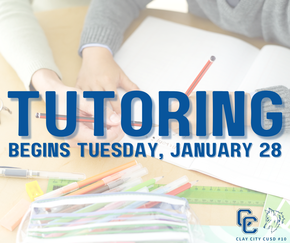 Attention elementary students who have signed up for tutoring- Tutoring will begin on Tuesday, January 28th from 3:15 -3:45pm. Parents must pick them up as there is no transportation available.