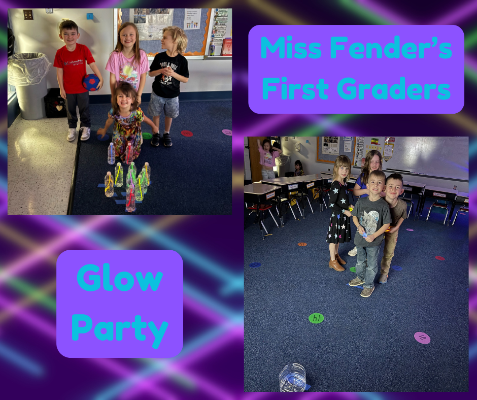 Miss Fender's first graders had a glow party for positive classroom behavior yesterday. Students got to play glow bowling, tic tac toe, ring toss, and coloring. Everyone had a blast!