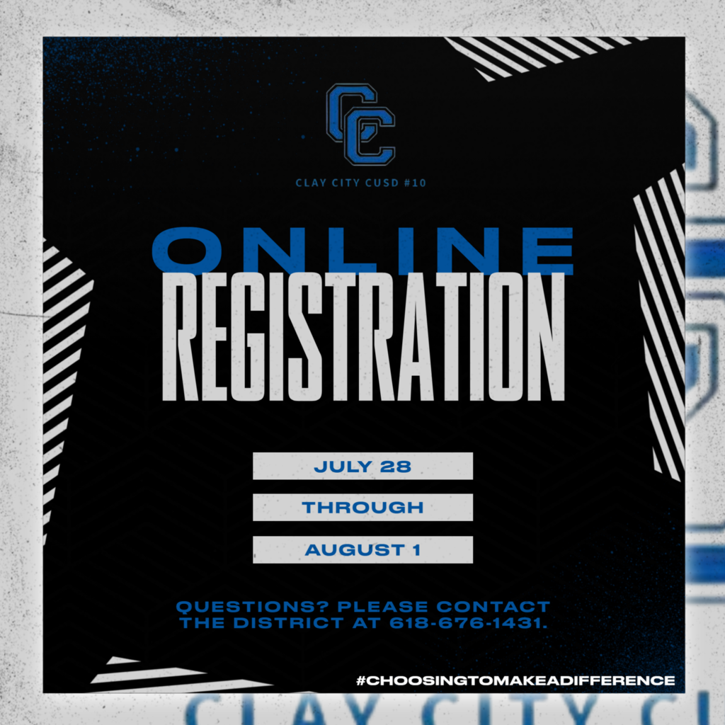 REMINDER: Online registration opens on July 28 and will run until August 1. If parents have any questions or concern, please feel free to reach out to the district at 618-676-1431.