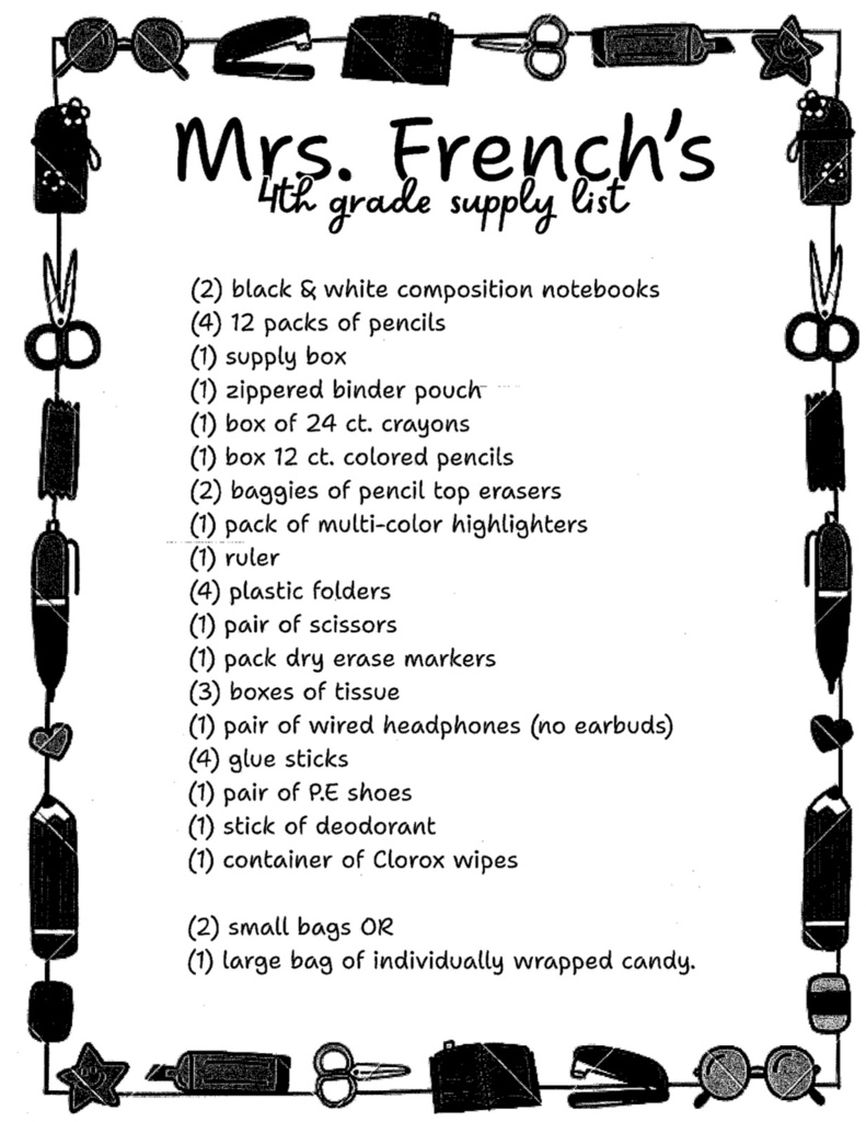 Here are the supply lists for students K-5 at Clay City Elementary.