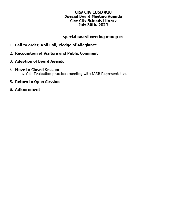 FY26 July 30 Special BOE Meeting