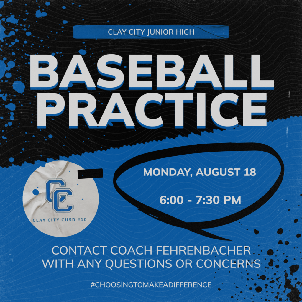 Due to tonight's cancelled JH baseball game, there will be practice from 6 - 7:30pm.