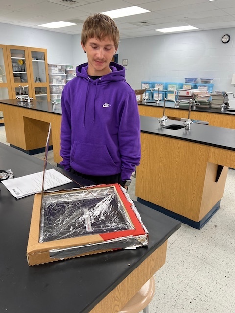 Mr. Brummer’s science class worked on a STEM project to design and build solar ovens this week. They used pizza boxes, foil, plastic wrap, and other materials to create solar ovens that could reach temps of 160 to 200 degrees Fahrenheit! Today they put them to use and made some s’mores using the power of the sun.