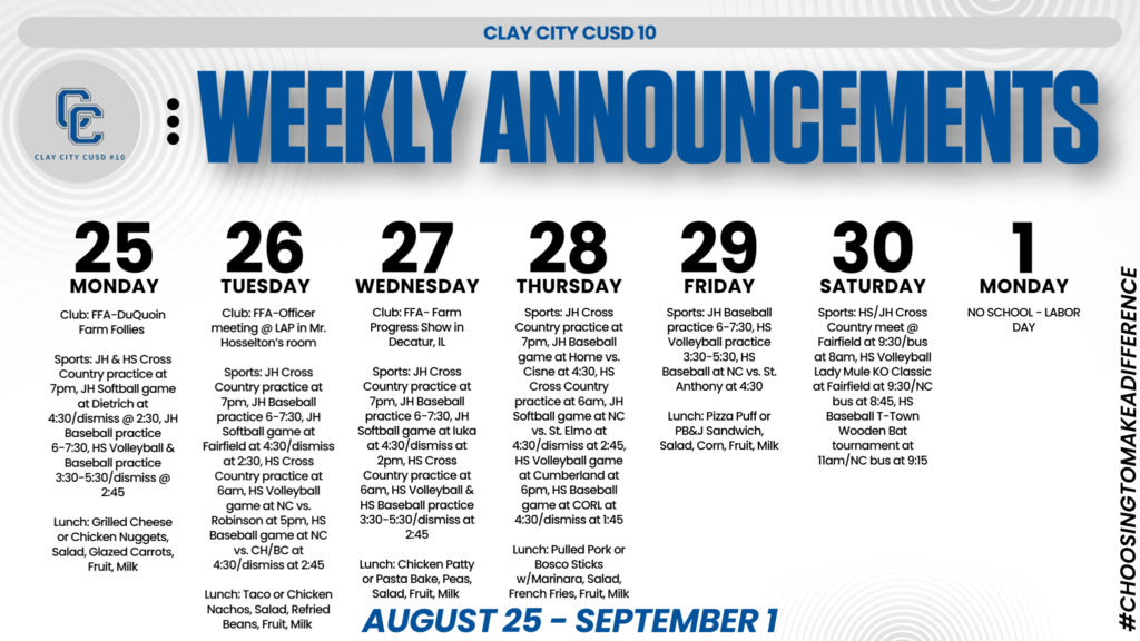 Weekly Announcements • August 25 - September 1