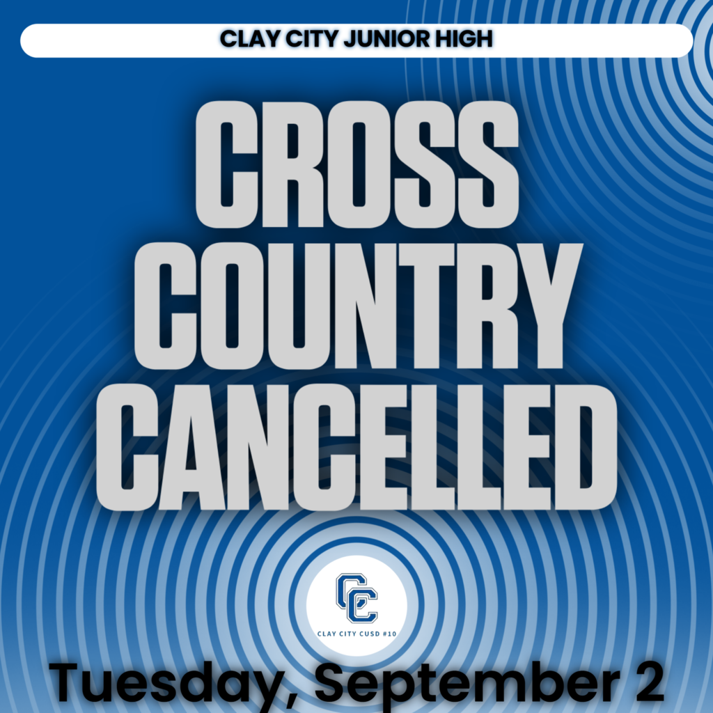 CCJH cross country practice for today - Tuesday, September 2 - has been cancelled.