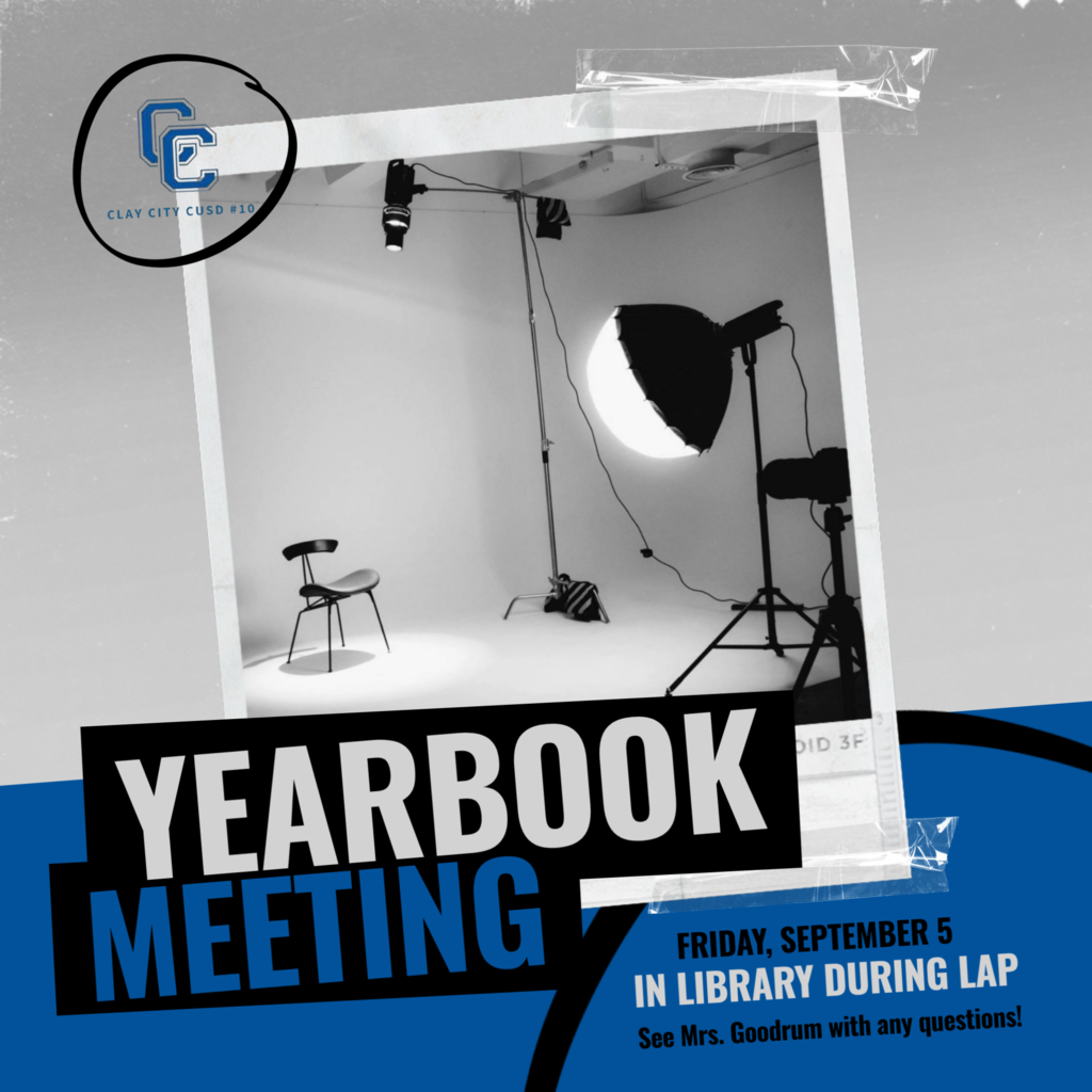 There will be a high school yearbook informational meeting on Friday, September 5 during LAP in the library. This is for any students in grades 9th through 12th. Please see Mrs. Goodrum with any questions or concerns.
