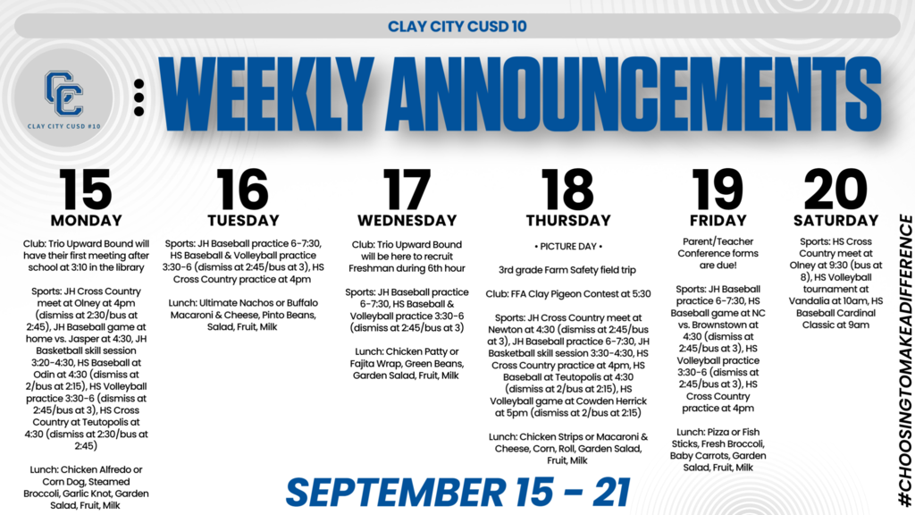 Weekly Announcements • September 15 - 21