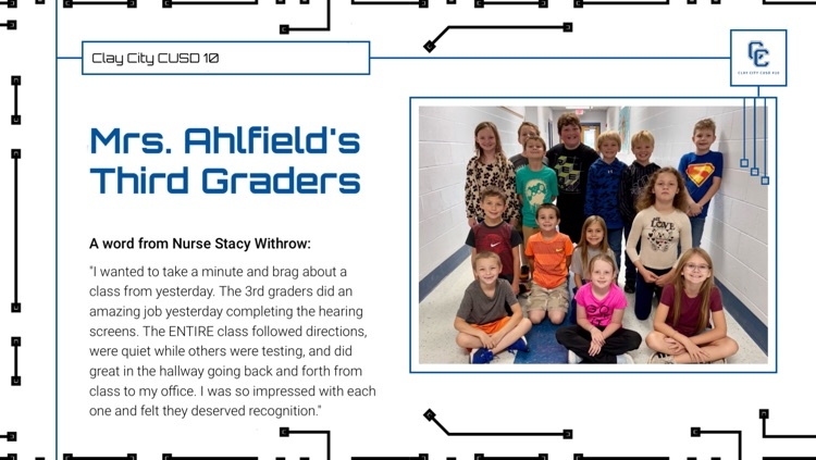 Nurse Withrow has been conducting vision and hearing exams. Check out the kind words she shared about Mrs. Ahlfield's third graders! #choosingtomakeadifference
